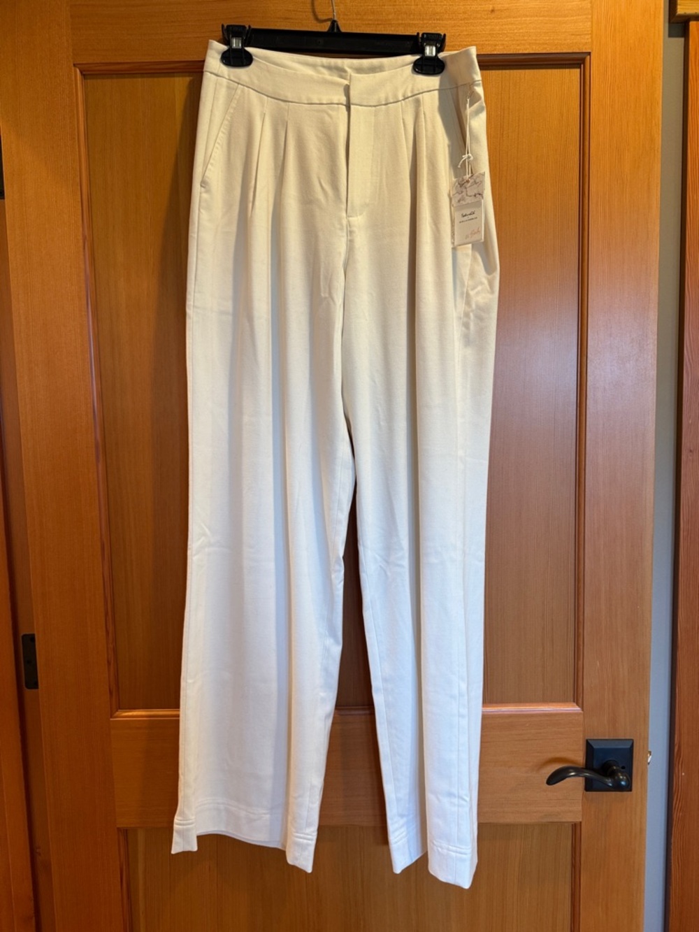 Women’s Cream Pleated Dress Pants - Tailored Straight Leg